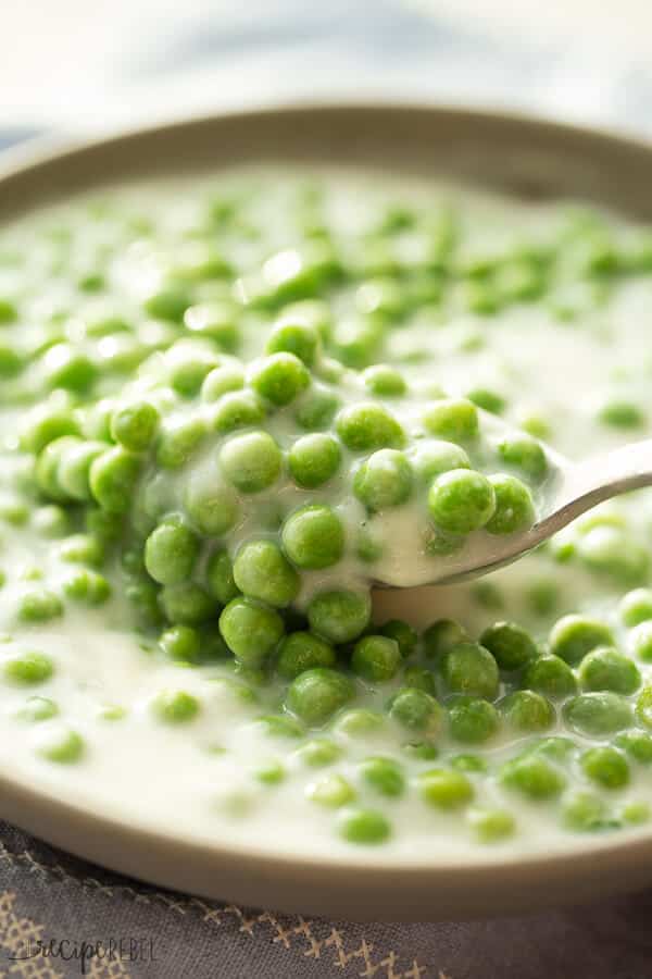 These Creamed Peas come together quickly and so easily -- the perfect holiday side dish!