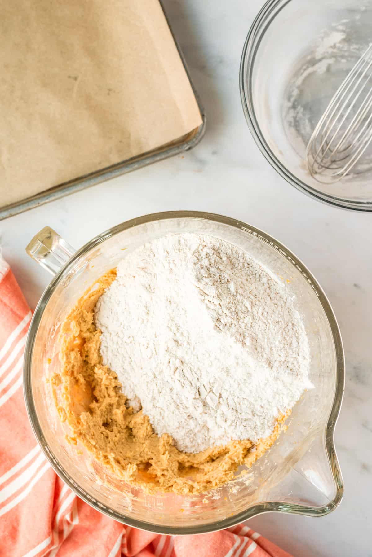 Dry ingredients in pumpkin cookie dough