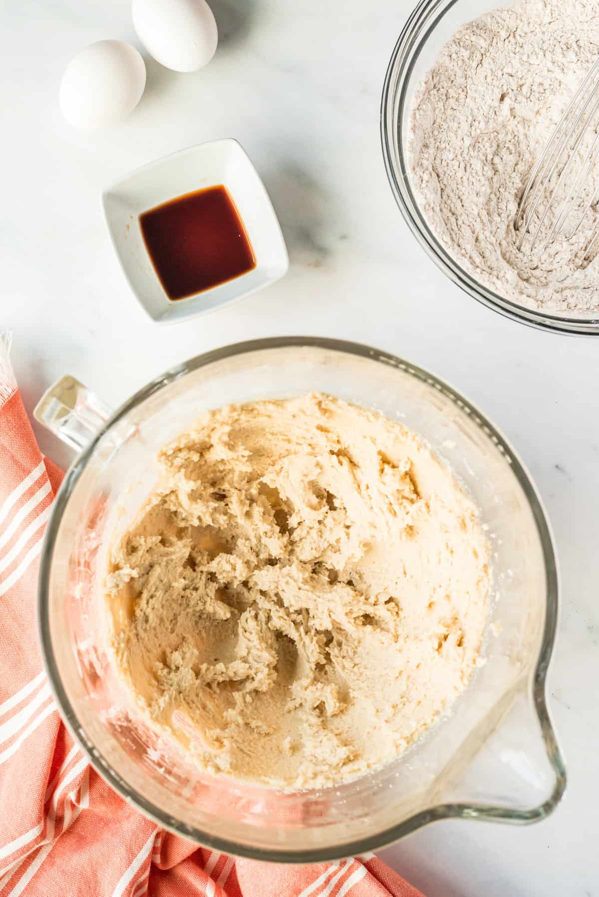 Creamed ingredients for Pumpkin Snickerdoodles