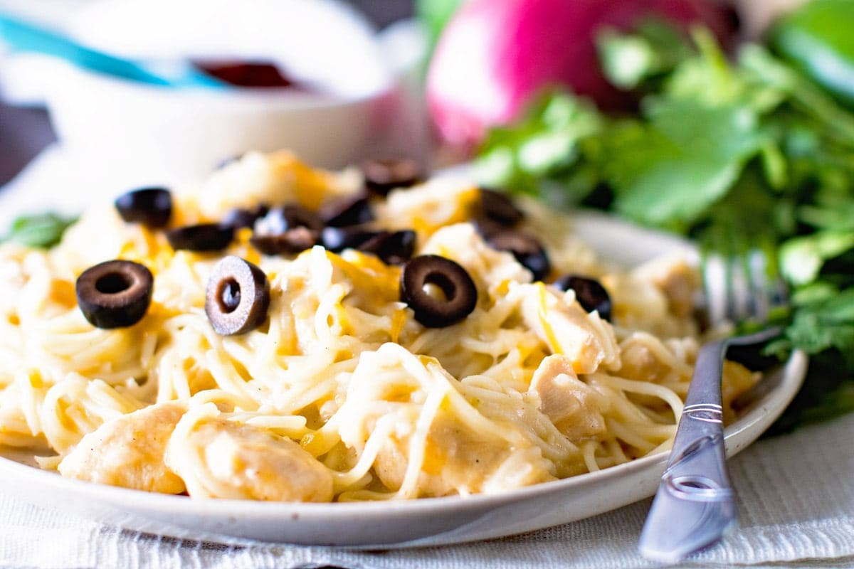 White Chicken Enchilada Pasta Recipe