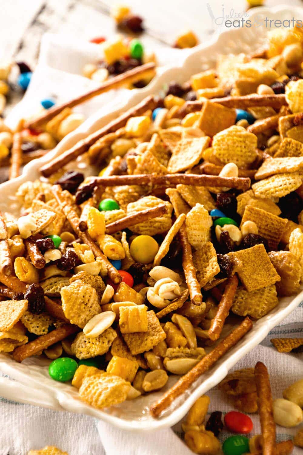 Chex Mix Bars with Pretzels and M&Ms - Deliciously Seasoned