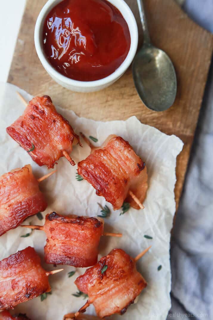 Bacon Wrapped Waterchestnuts with Sweet Dipping Sauce - web-4