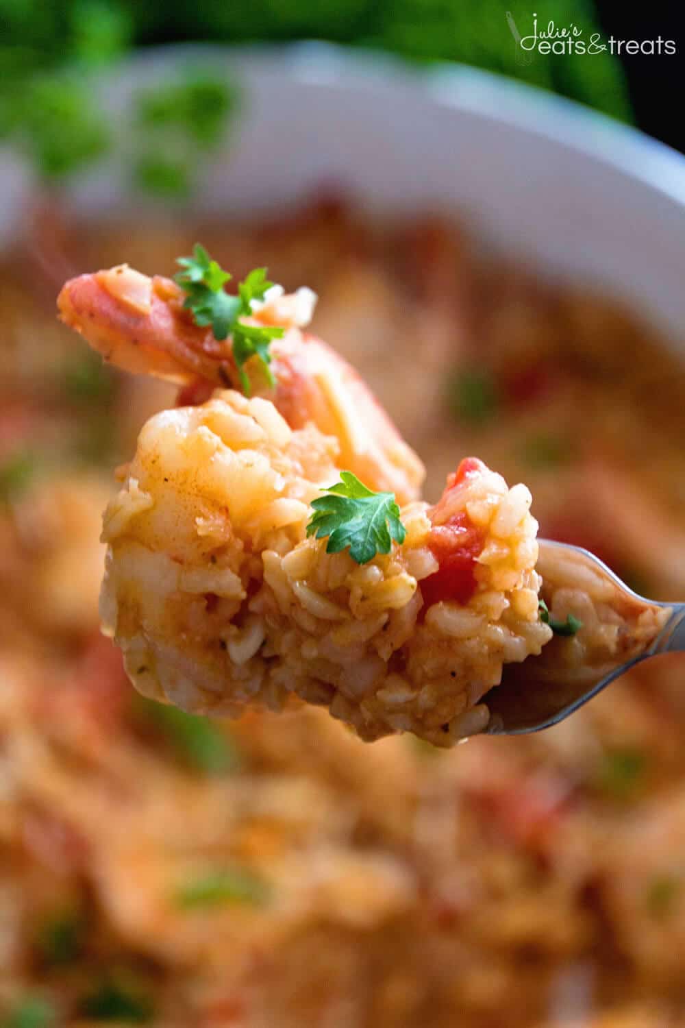 Light Italian Shrimp & Rice Skillet Recipe ~ Easy, One Pot Meal that's Full of Flavor! This has it all from Garlic, to Shrimp, Rice and Italian Tomatoes! This is the Perfect Dinner Ready in 30 Minutes!