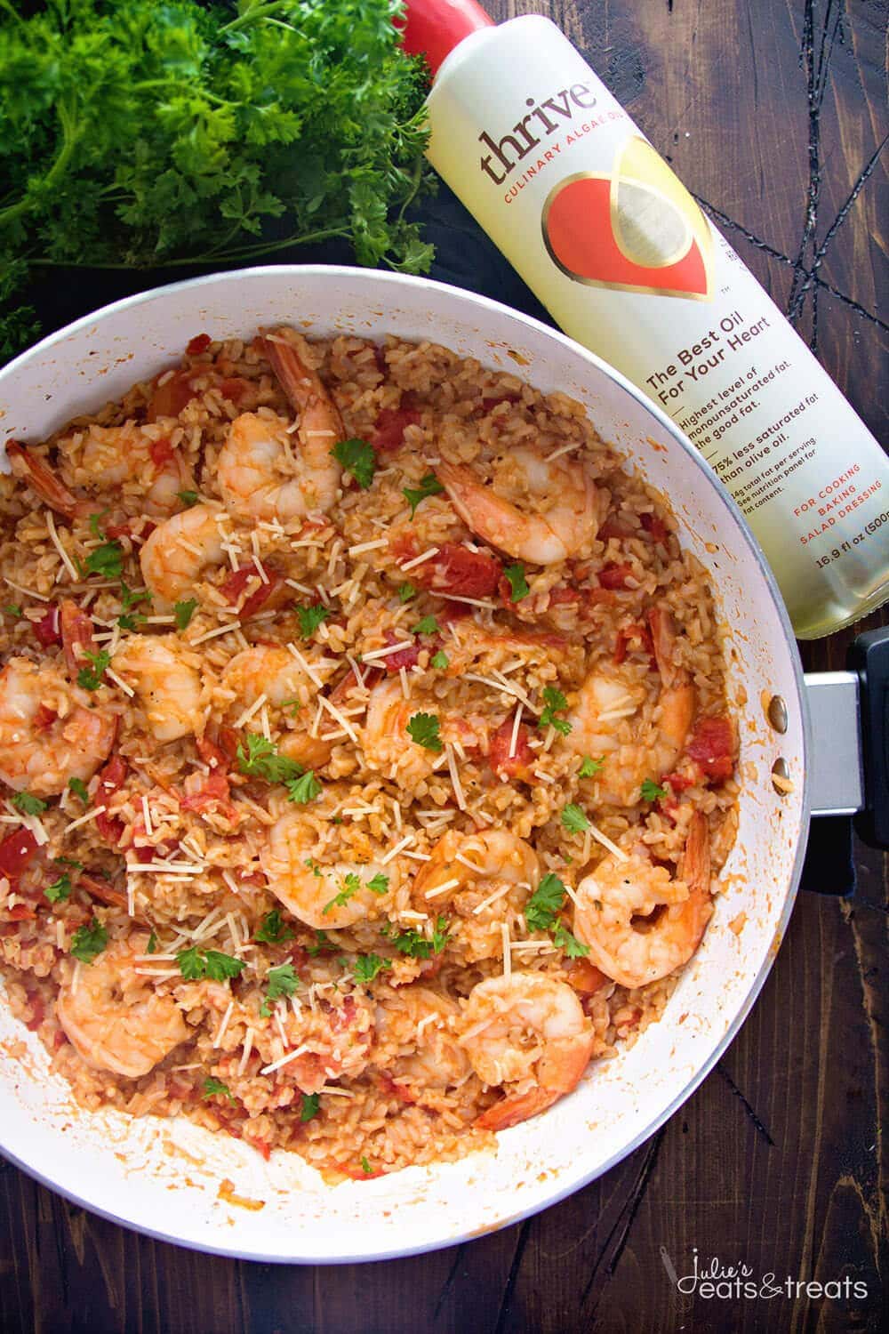 Light Italian Shrimp & Rice Skillet Recipe ~ Easy, One Pot Meal that's Full of Flavor! This has it all from Garlic, to Shrimp, Rice and Italian Tomatoes! This is the Perfect Dinner Ready in 30 Minutes!