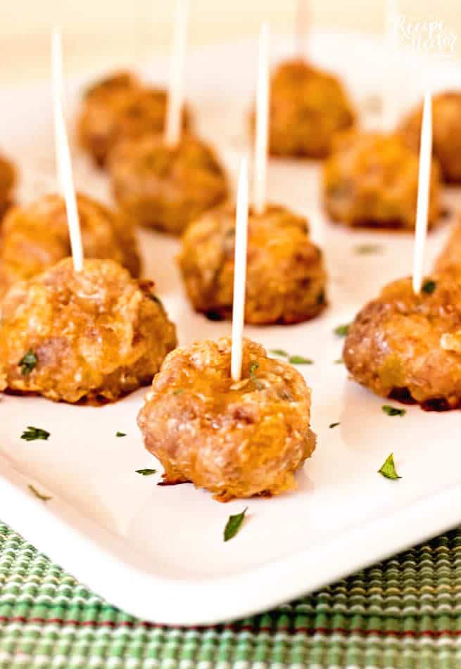 Mexican Sausage Balls - A quick and easy appetizer made with breakfast sausage you can make ahead of time and bake when you're ready!