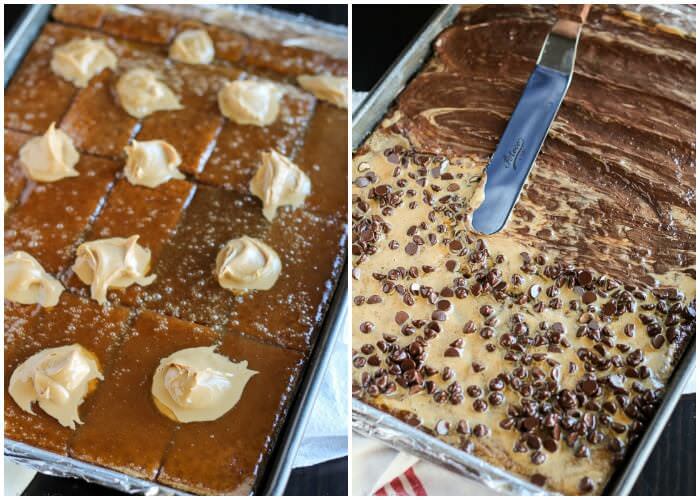 Peanut Butter Graham Cracker Toffee - Peanut butter and chocolate combine in this easy graham cracker toffee recipe. Sweet and salty with crunchy buttery layers.