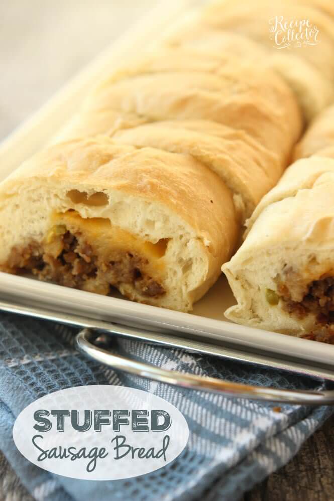 Stuffed Sausage Bread – This is an appetizer that is such a crowd-pleaser! It starts with frozen bread dough and is filled with breakfast sausage, cheese, and jalapenos. Everyone LOVES it!