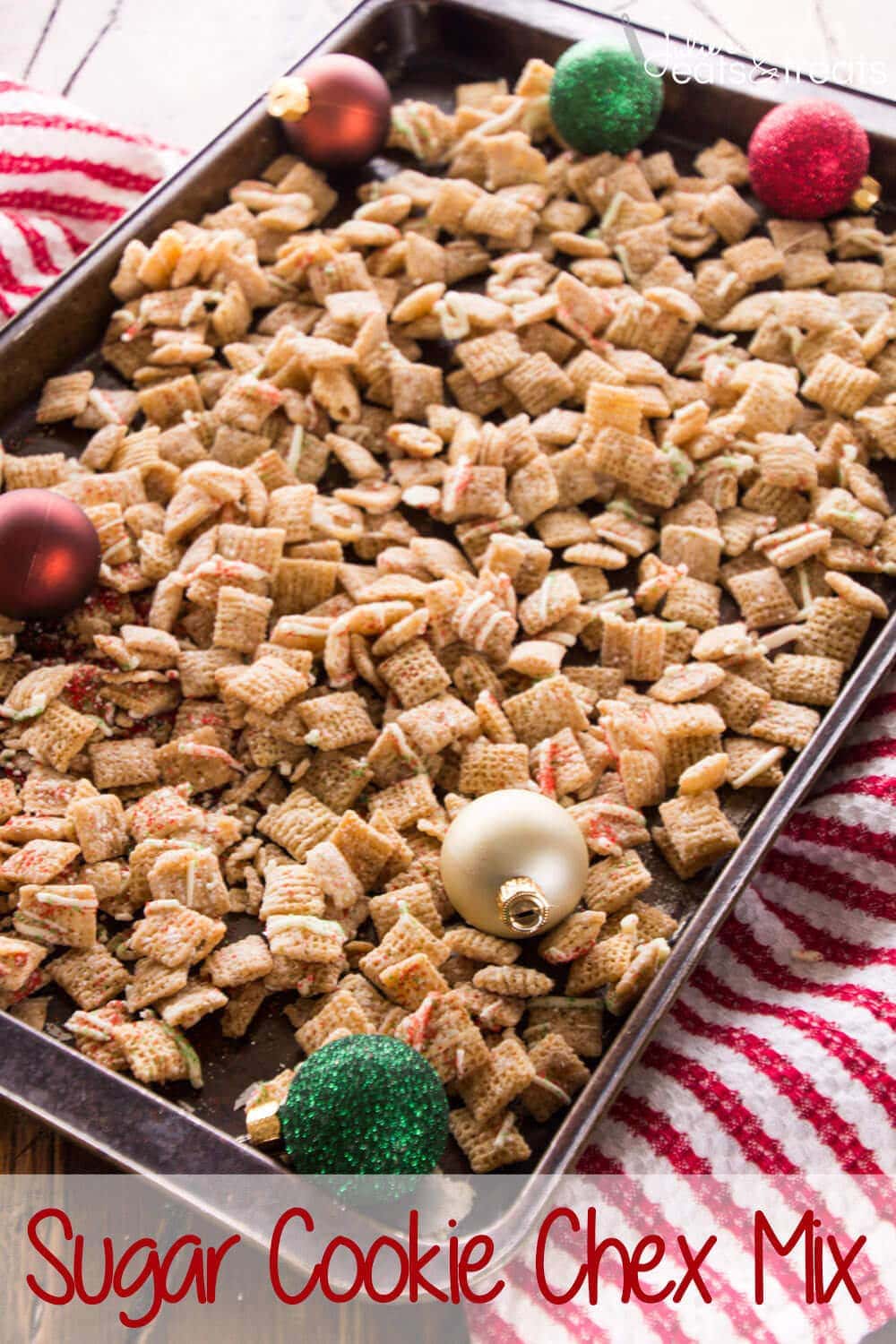 Sugar Cookie Chex Mix Recipe ~ Celebrate the Holidays with this Fast and Easy Snack Mix Recipe that tastes just like Sugar Cookies!