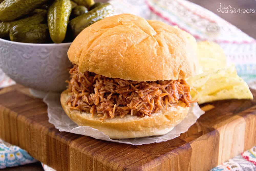 Crock Pot BBQ Chicken in bun