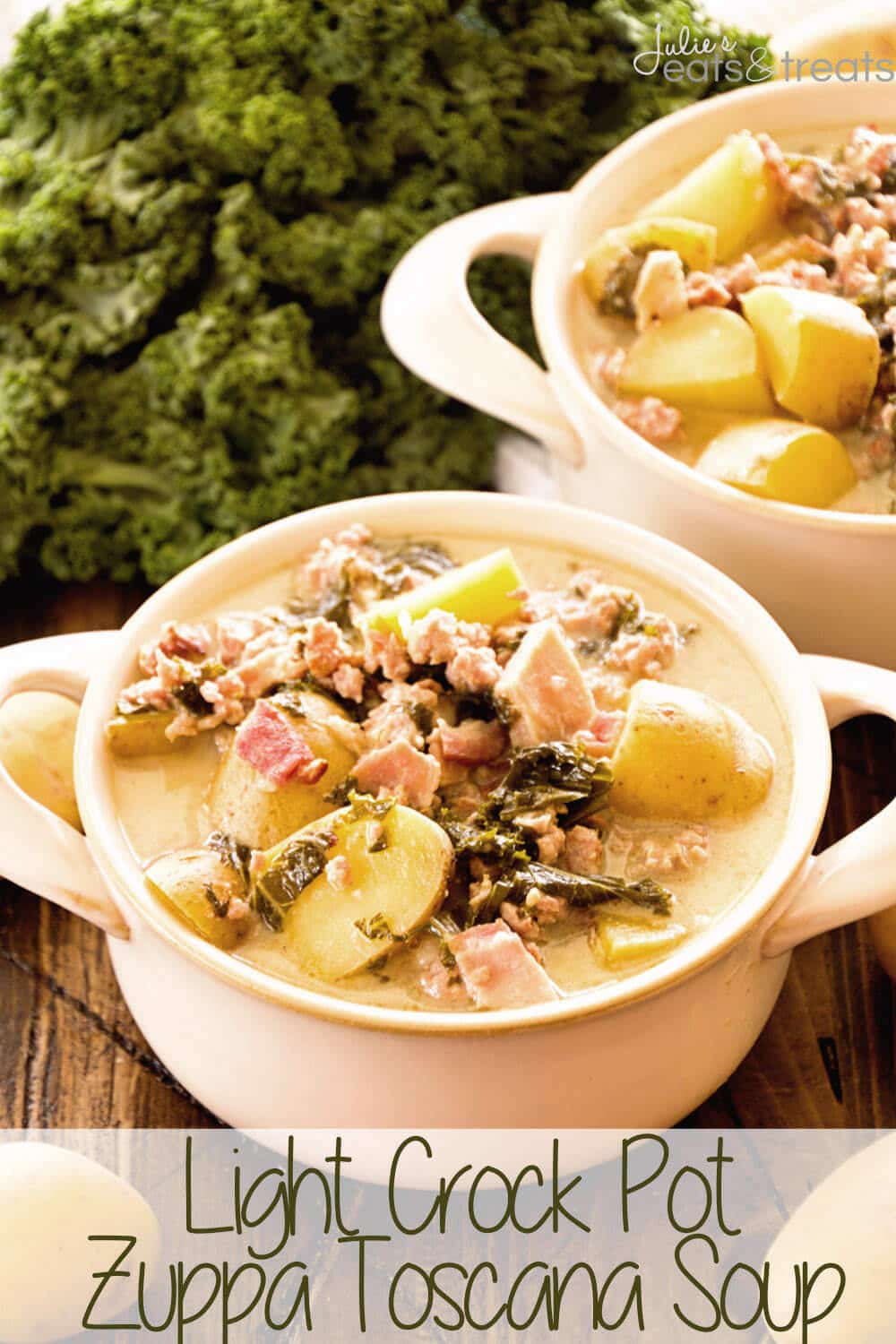 Light Crock Pot Zuppa Toscana Recipe ~ A Delicious Copy Cat Recipe of Olive Garden's Zuppa Toscana But Even Better Because It's Slow Cooked in Your Crock Pot and Lightened Up! Perfect Comfort Food Dinner!