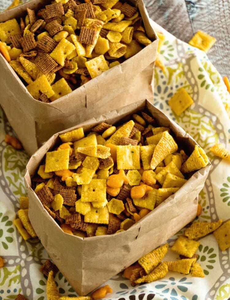 Ranch Snack Mix Recipe ~ Delicious, Easy, Homemade Snack Mix Loaded with Chex, Bugles, Goldfish and Oyster Crackers then Seasoned with Ranch Dressing Mix!