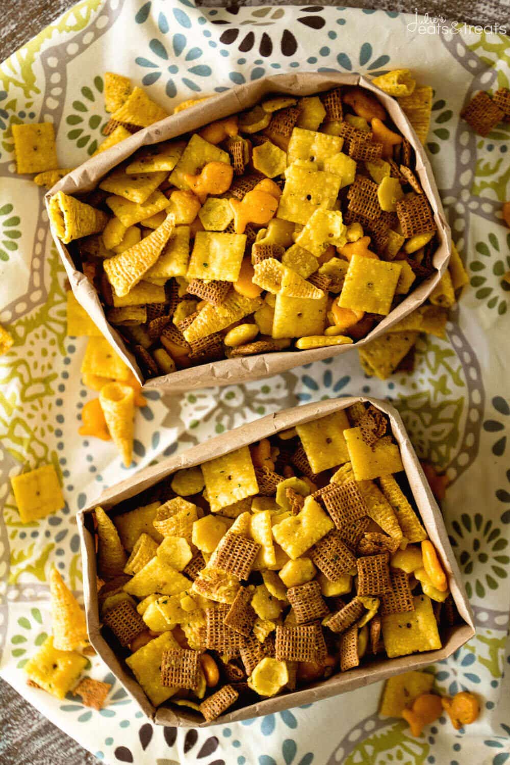 Ranch Snack Mix Recipe ~ Delicious, Easy, Homemade Snack Mix Loaded with Chex, Bugles, Goldfish and Oyster Crackers then Seasoned with Ranch Dressing Mix!