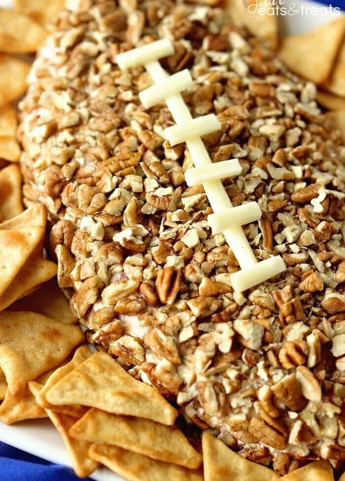 Football Cheese Ball - A fun appetizer recipe that is super easy and perfect for game day snacking!