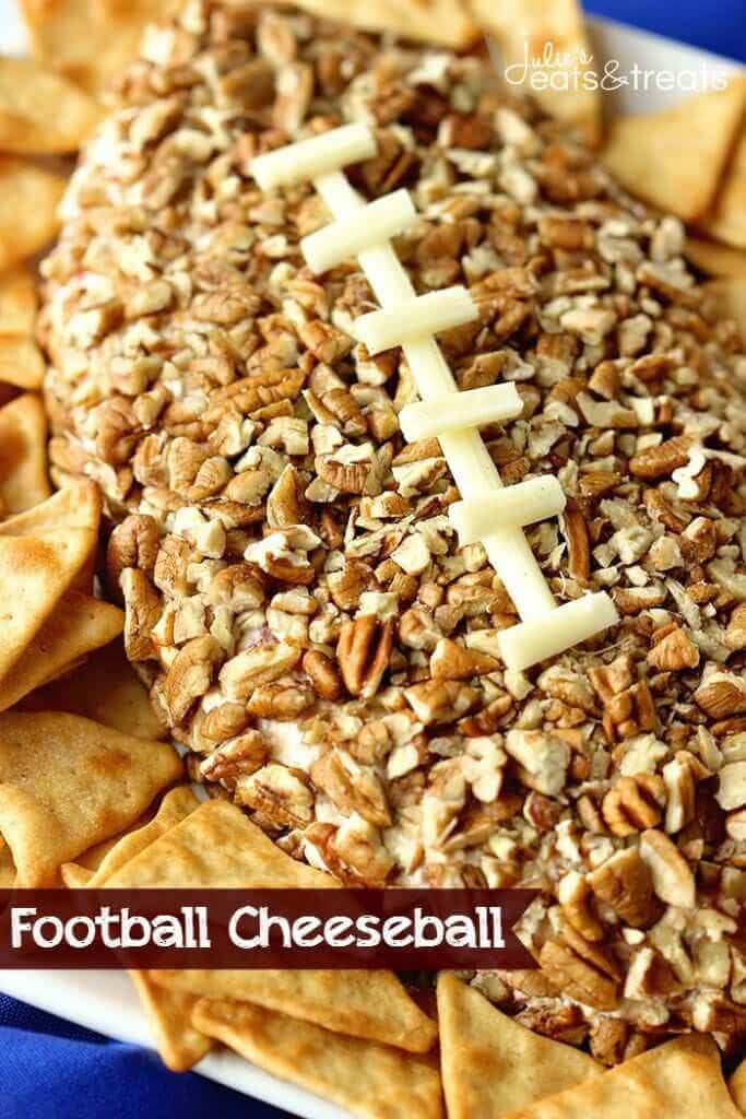 Football Cheeseball - A fun appetizer recipe that is super easy and perfect for game day snacking!