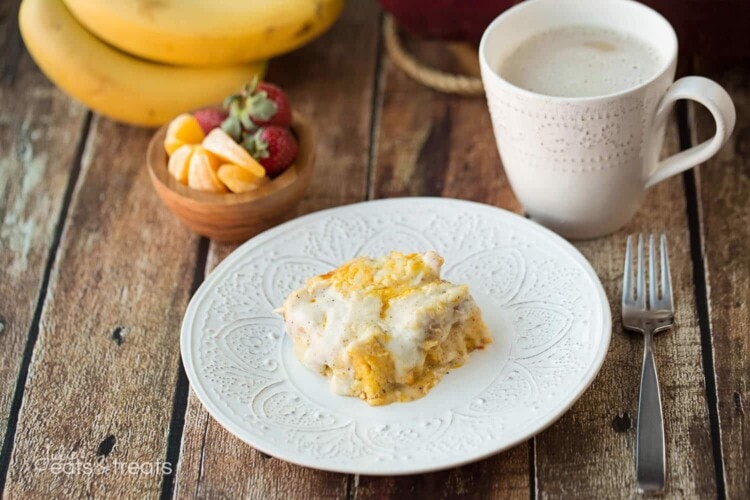 Biscuits and Gravy Overnight Breakfast Casserole Julie's Eats & Treats