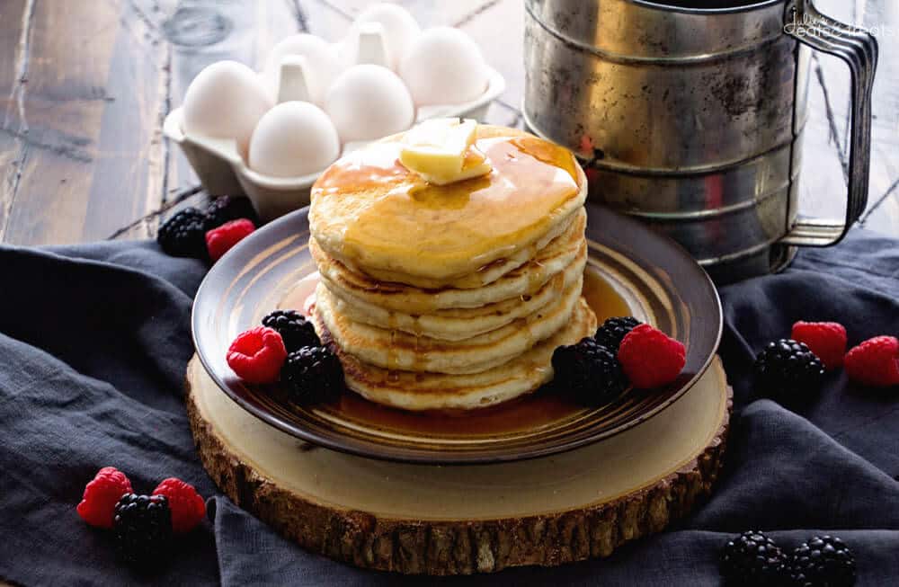Easy Homemade Pancakes Recipe ~ Light, Fluffy, Delicious Pancakes Recipe Made with Pantry Staples that You Will Have in your House! Never go back to Pancake Mix!