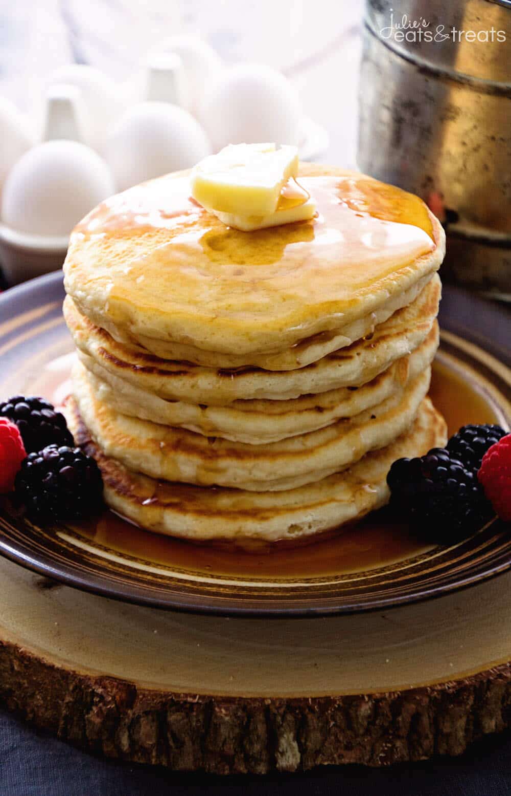 Easy Homemade Pancakes Recipe ~ Light, Fluffy, Delicious Pancakes Recipe Made with Pantry Staples that You Will Have in your House! Never go back to Pancake Mix!