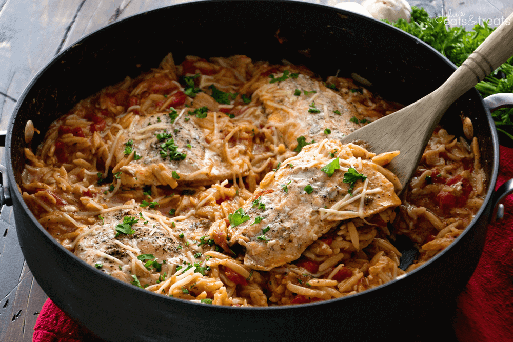Light Italian One Pot Salmon & Orzo Recipe ~ Quick & Easy One Pot Pasta Dish That is Full of Flavor! Delicious Orzo Pasta, Flavorful Salmon Perfect for an Easy Dinner Recipe!