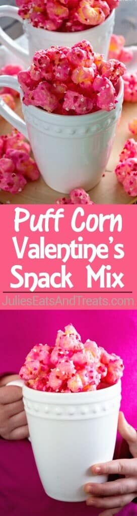 Puff Corn Valentines Snack Mix ~ Delicious, Festive Valentine's Day Snack Mix! Perfectly Sweet and Salty Plus So Easy the Kids Can Help!