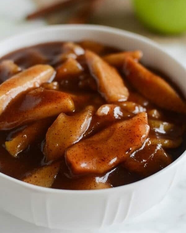Crock Pot Cinnamon Apples - easy and delicious spiced apples! Perfect served with ice cream, on pancakes, or eaten with a spoon!