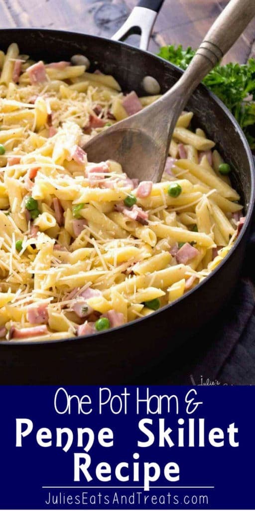 One pot ham and penne in skillet
