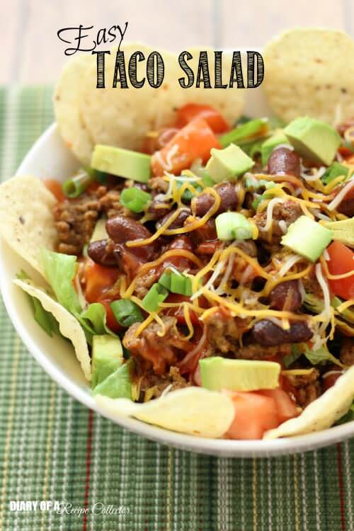 Easy Taco Salads - Filled with all that awesome taco flavor, kidney beans, and Catalina dressing.