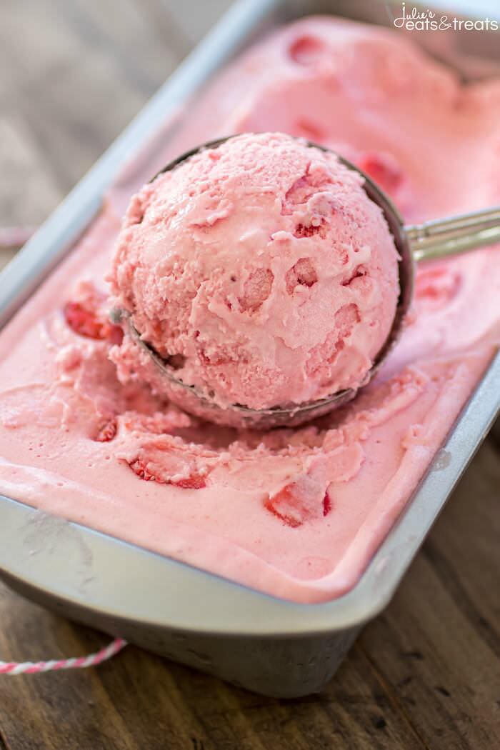 Strawberry Ice Cream in ice cream scoop