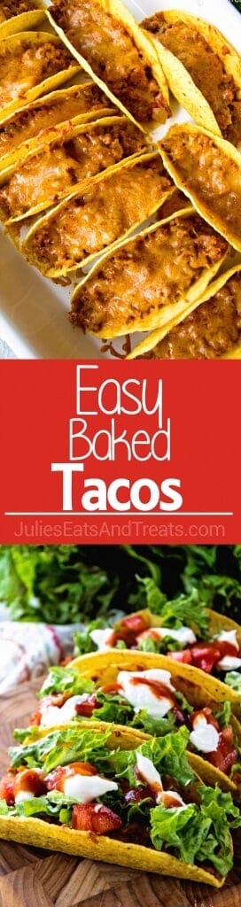 Easy Baked Tacos Recipe ~ Super Easy and Delicious Tacos That Are Baked in the Oven for a Quick Weeknight Meal! Perfect No Stress Meal the Whole Family Will Love!