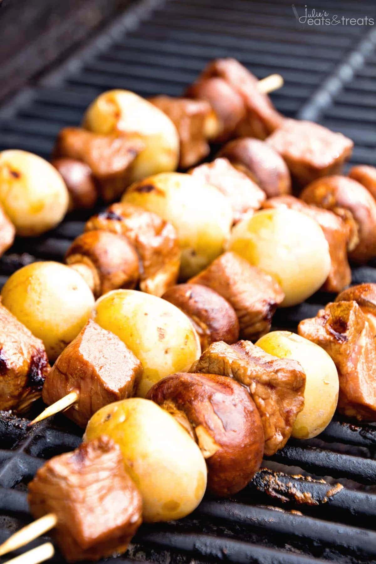 Steak Kabobs Marinaded on Grill