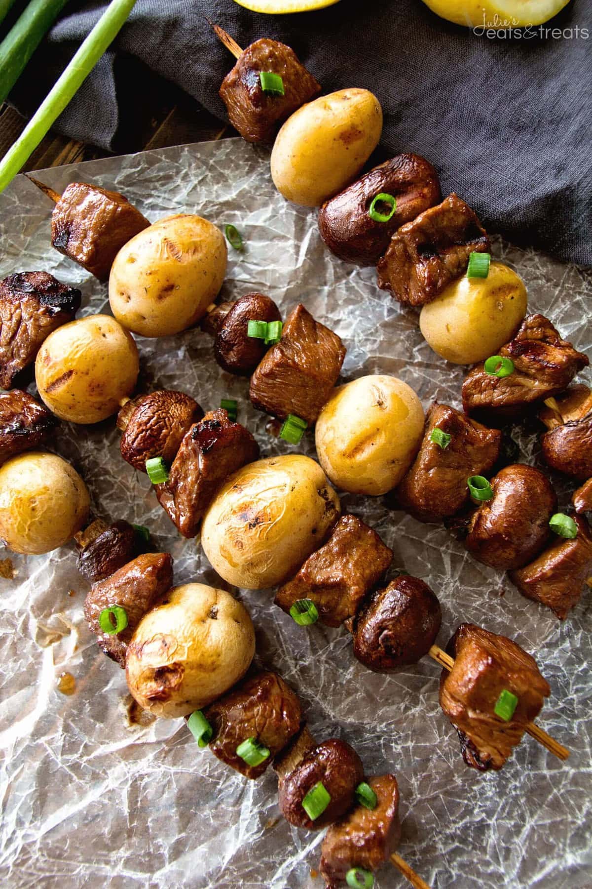 Steak Kabobs overhead 