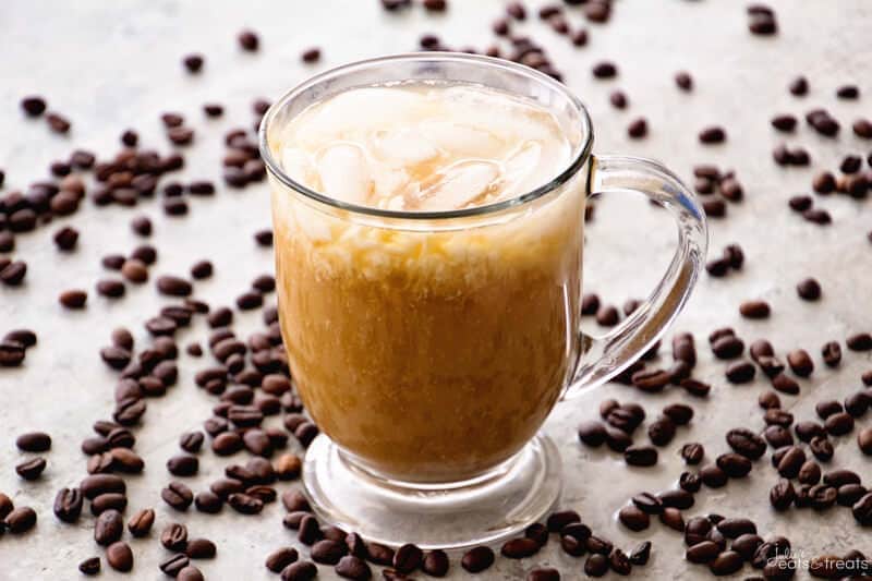 Skinny Vanilla Homemade Iced Coffee ~ Skip the Expensive Coffee Shop Iced Coffee and Make Your Own Cold Brewed Coffee at Home! Plus it's on the Lighter Side!