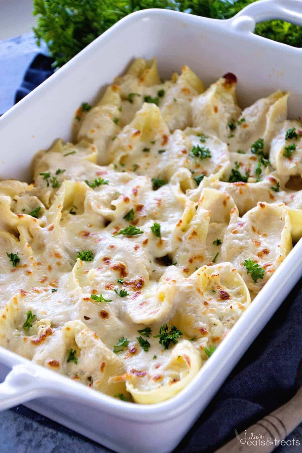 Chicken Alfredo Stuffed Shells Video Julie S Eats Treats