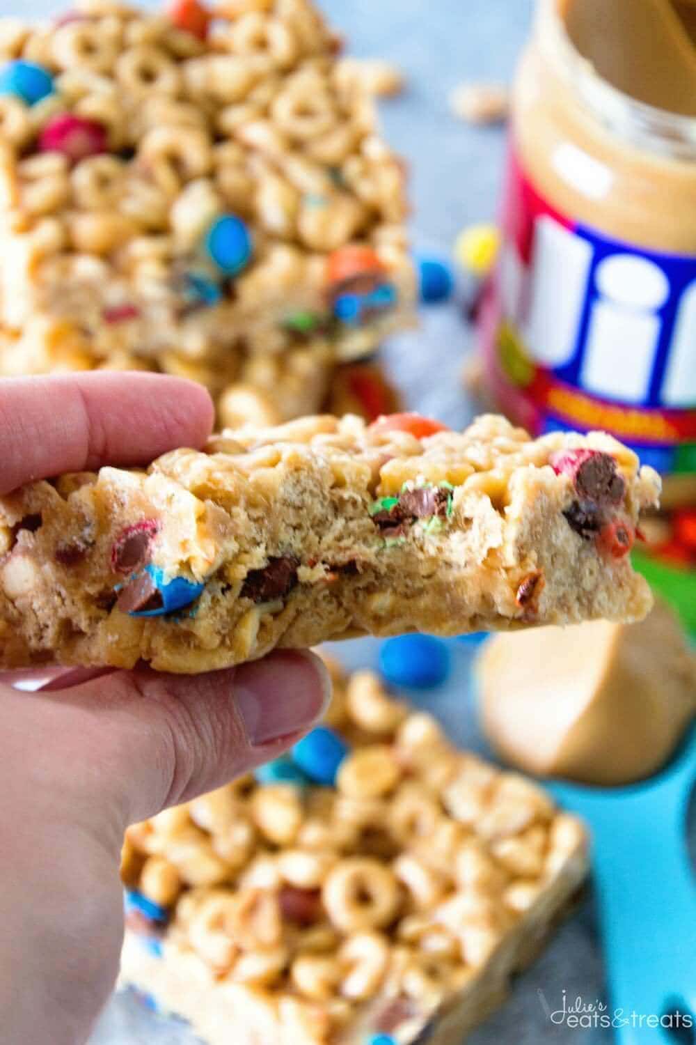 Cereal Bar Recipe with bite out of it