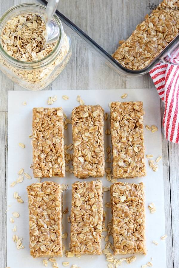 No Bake Peanut Butter Honey Granola Bars - An easy recipe for No Bake Granola Bars flavored with peanut butter and sweetened with honey. Switch up this recipe by adding in the mix-ins of your choice!