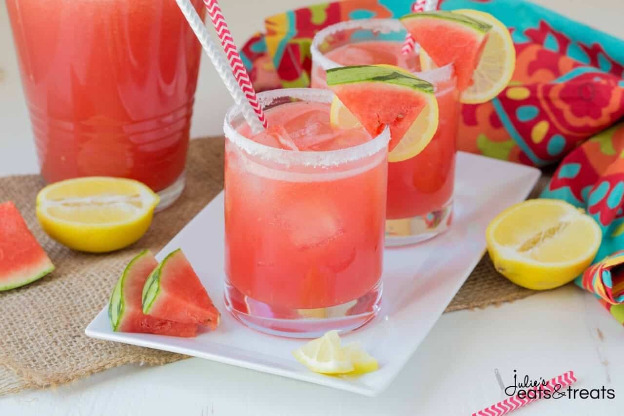 Spiked Watermelon Lemonade ~ A delicious drink that's a blend of watermelon, frozen lemonade and vodka. This is one adult drink you won't want to pass up this summer!