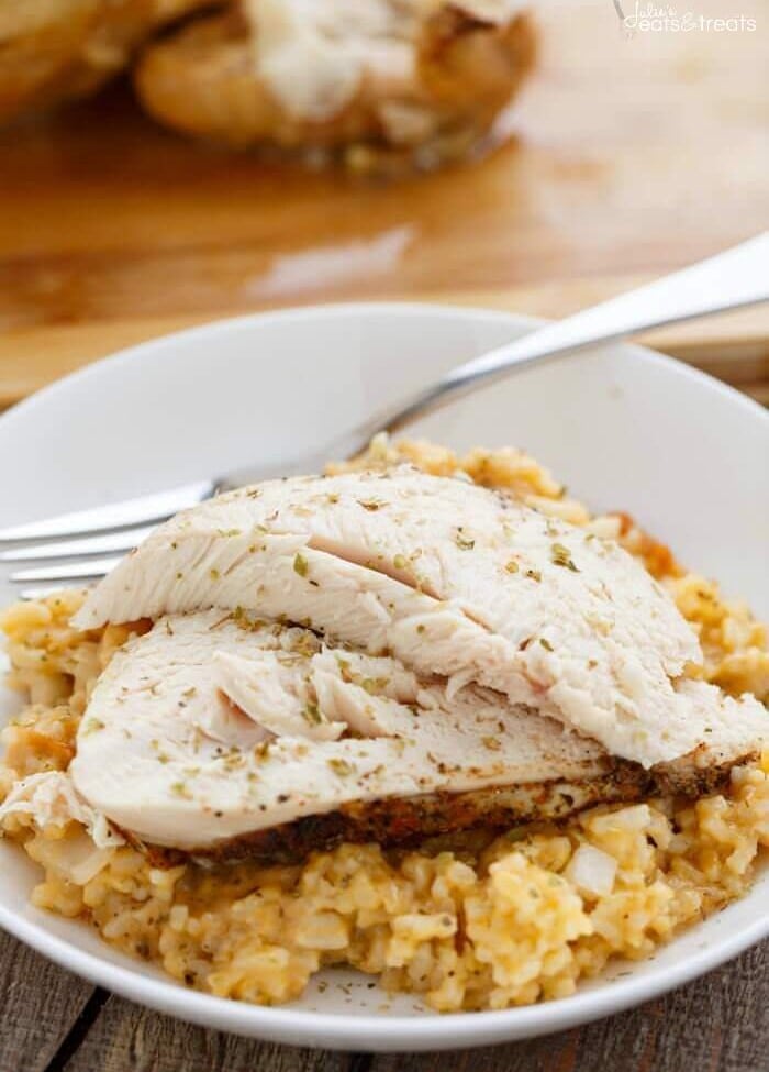 Crock Pot Chicken and Rice Dinner ~ Whole Chicken and Rice in the Slow Cooker Flavored with Onions and Spices! You can't Go Wrong with this Meal in the Crock Pot!