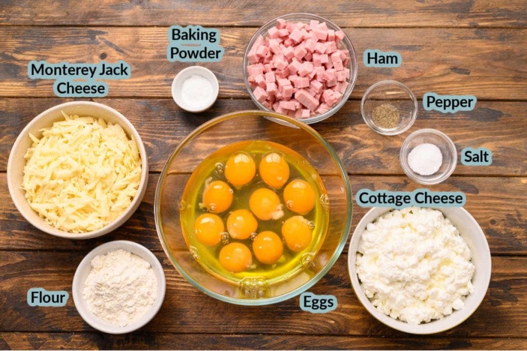 Wood background with ingredients in bowls