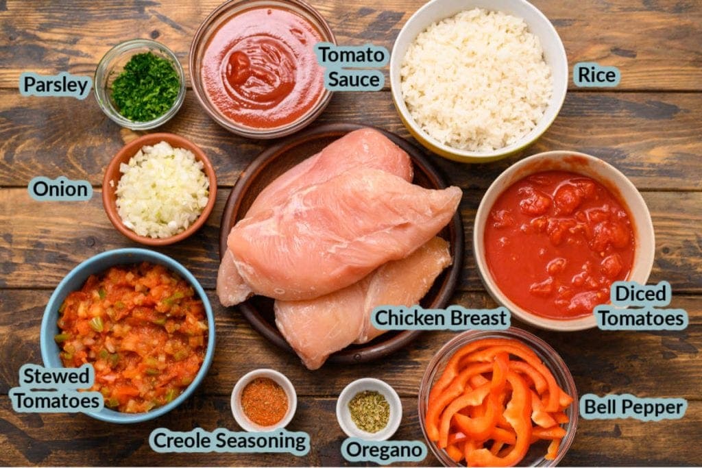 Ingredients needed to make Chicken Cacciatore