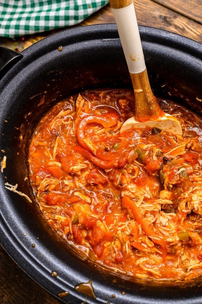 Black Crock Pot Liner with Chicken Cacciatore