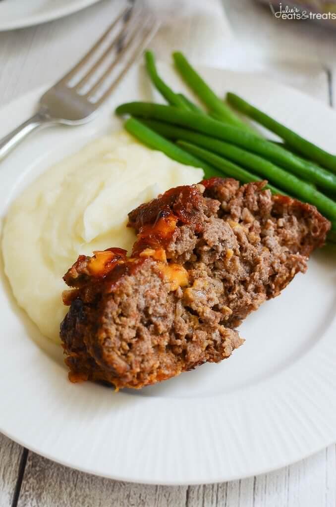 Cheesy Meatloaf ~ Delicious, Homemade Meatloaf just like Grandma Makes! Plus, it has CHEESE! The Ultimate Comfort Food Dinner!