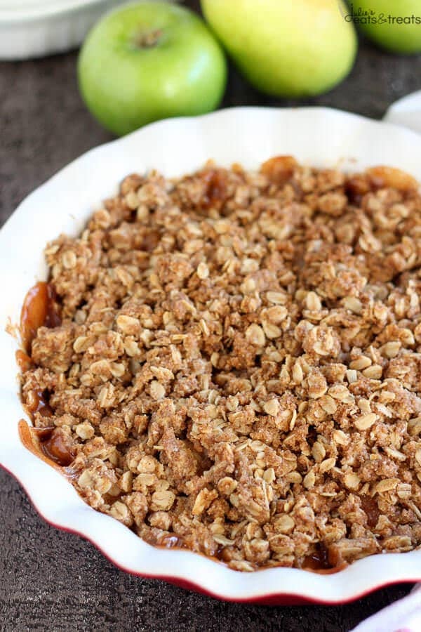 Apple Pear Crisp - Tender apples and pears baked with a brown sugar oat topping. Serve warm for the perfect fall or winter dessert!