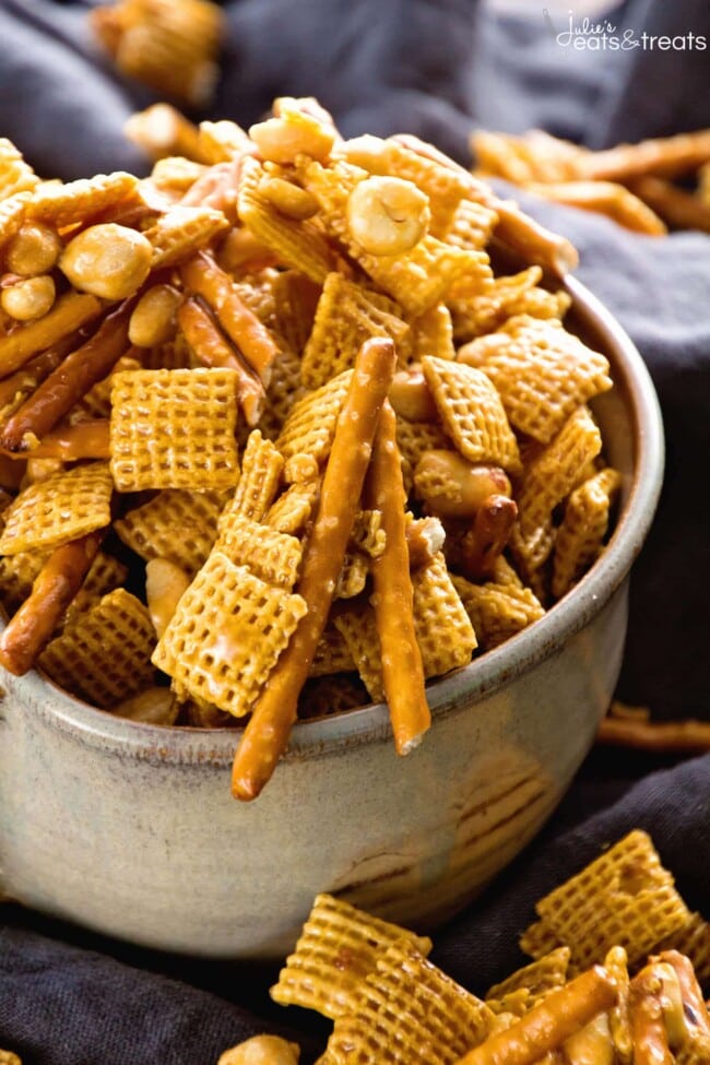 caramel chex mix with m&ms