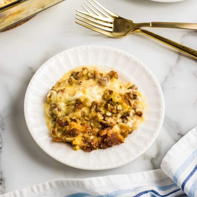 Cheesy Chicken Stuffing Casserole Square cropped image