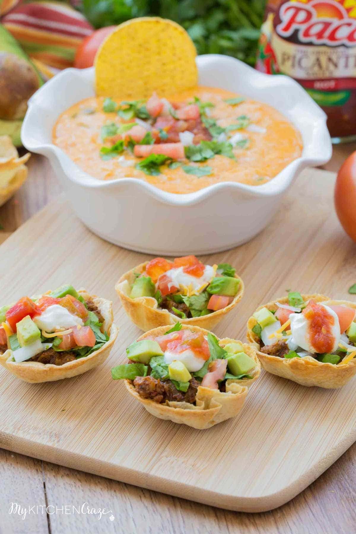 Taco Cups & Cheese Dip ~ mykitchencraze.com 