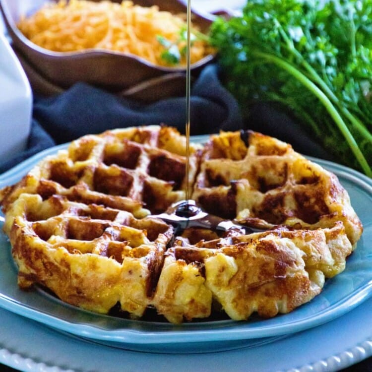 Loaded Egg Bacon Cheese Waffles ~ The Ultimate Sweet & Savory Waffle! Eat this Comfort Food for Breakfast or Dinner Whichever You'd Like!