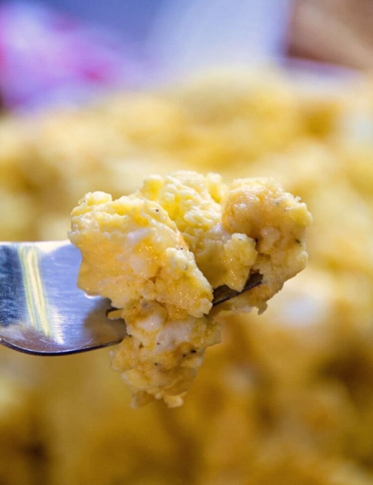 Easy Oven Baked Scrambled Eggs ~ Light, Fluffy, Perfect Scrambled Eggs with Cheese! Baked to Perfection in Your Oven!