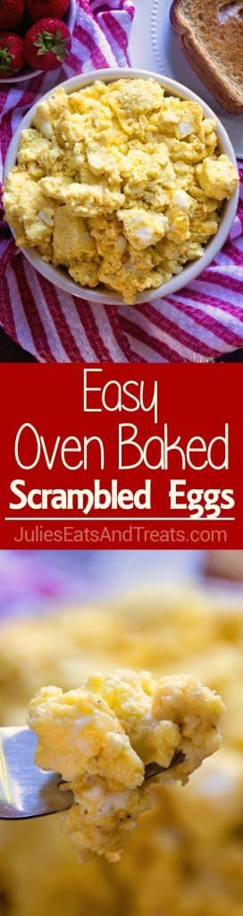 Easy Oven Baked Scrambled Eggs ~ Light, Fluffy, Perfect Scrambled Eggs with Cheese! Baked to Perfection in Your Oven!