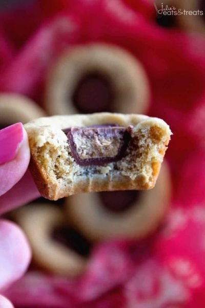 Peanut Butter Cup Cookies ~ Soft, Chewy Peanut Butter Cookies Made in a Mini Muffin Tin and Filled with Reese's Peanut Butter Cups!