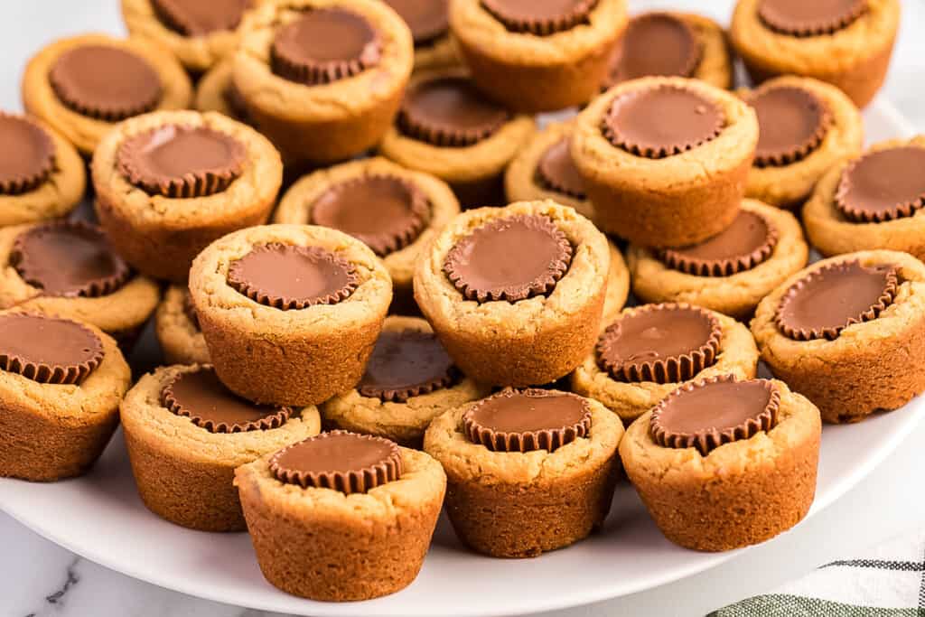 Peanut Butter Cup Cookies on a white plate