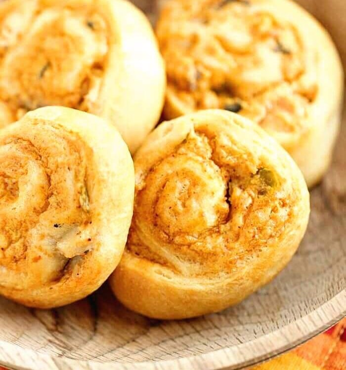 Crescent Chicken Taco Pinwheels - An easy appetizer recipe filled with diced chicken, cream cheese, taco seasoning, and green chiles. It's perfect for when you need a quick snack or dinner idea too!